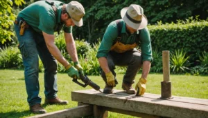 fixer poteaux et rondins bois au sol